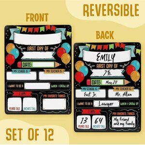 12 Pack First Last Days Of School Chalkboard Style Posters 8 x 12 Prints Signs